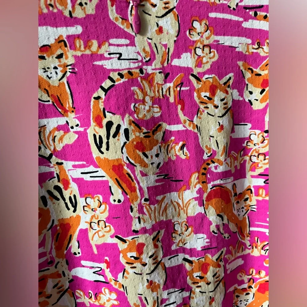 IBKUL Pink Cat Print Long Sleeve Half-Zip Top - Picture 3 of 8